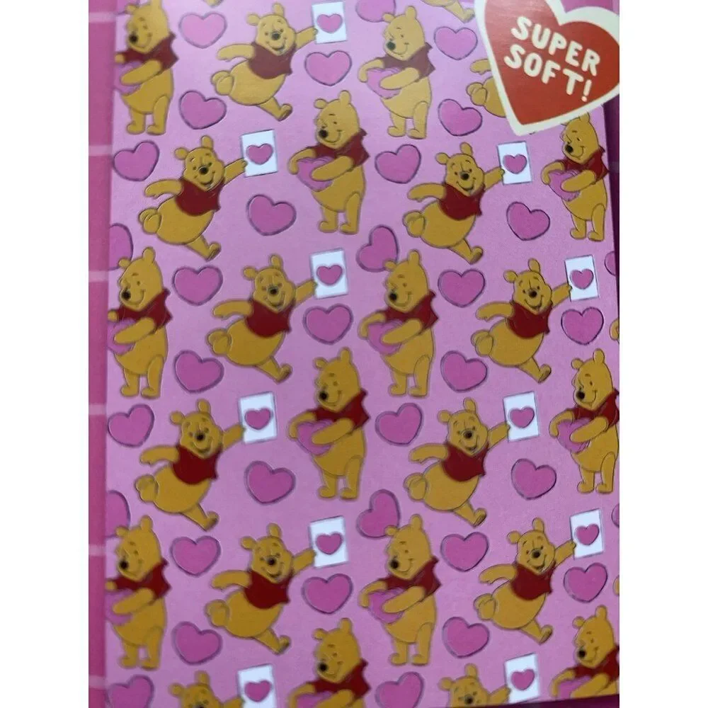 Disney Winnie The Pooh Hugging Hearts Valentines Blanket Soft Throw 50 X 70” NEW